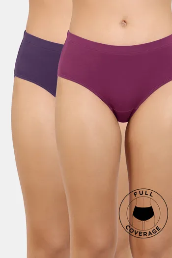 Buy Zivame Medium Rise Full Coverage Hipster Panty (Pack of 2) - Assorted